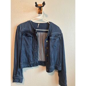 YFB Women's Dark Blue Denim Jacket - Classic Button-Front Jean Jacket